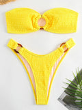 Ring Link Bandeau Bikini 2026 Women Brazilian Swimwear Female Sexy Swimsuit Solid Beachwear Bathers Bathing Swimming Swim Suit