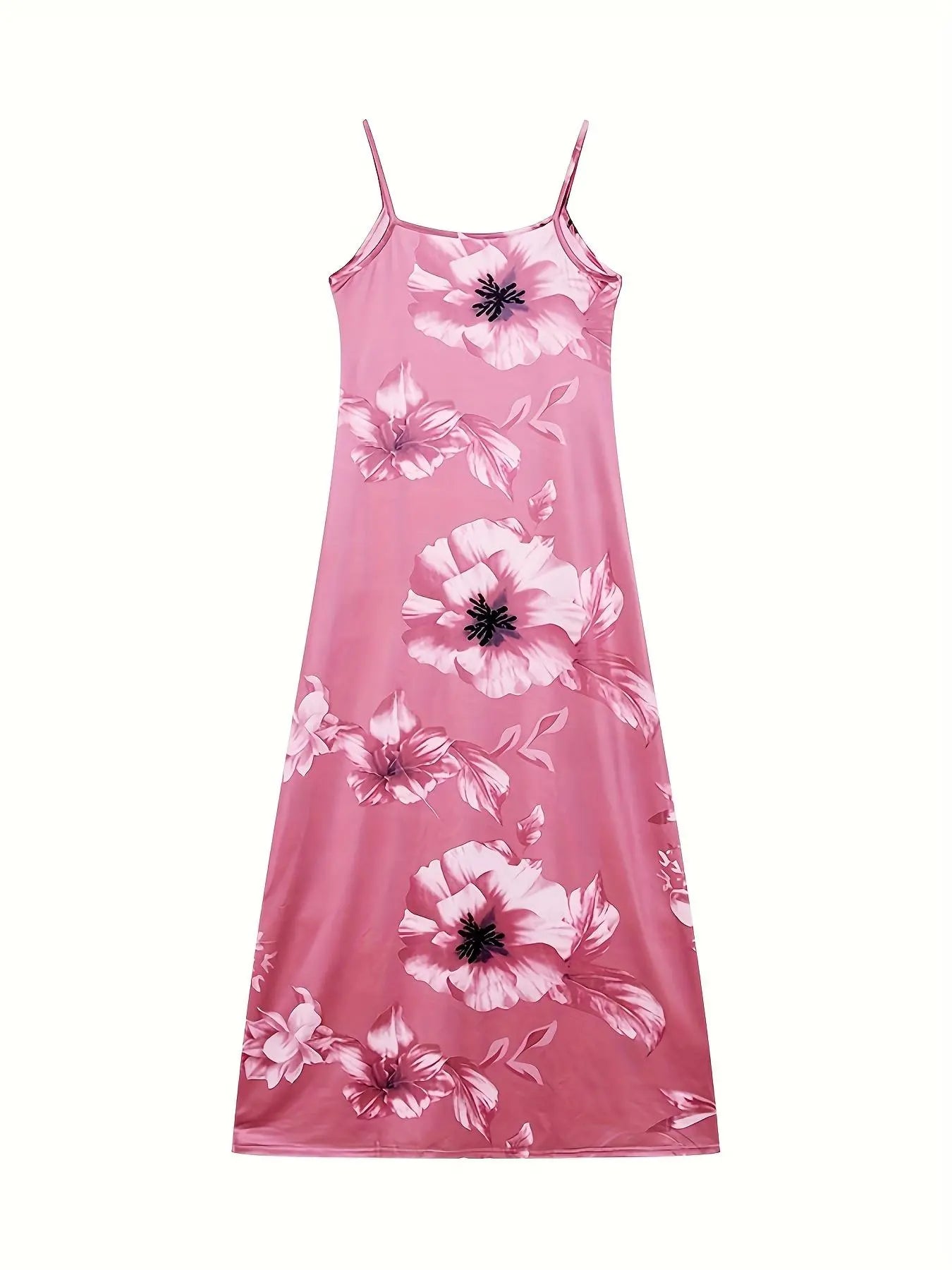 Women'S Floral Print Cami Dress, Fashion Casual Boho Bohemian Style Sleeveless Spaghetti Strap Maxi Dress for Summer, Women'S Clothing for Beach Holiday, Casual Boho Fit