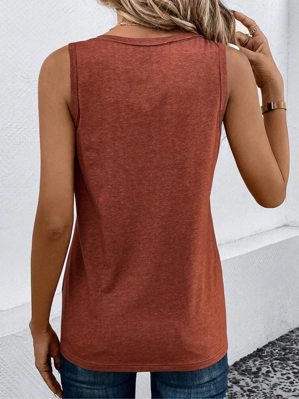 Women'S Plain Button Front Pocket Tank Top, Casual Elegant V Neck Sleeveless Top for Summer, Ladies Clothes for Daily Wear, Classy Tops