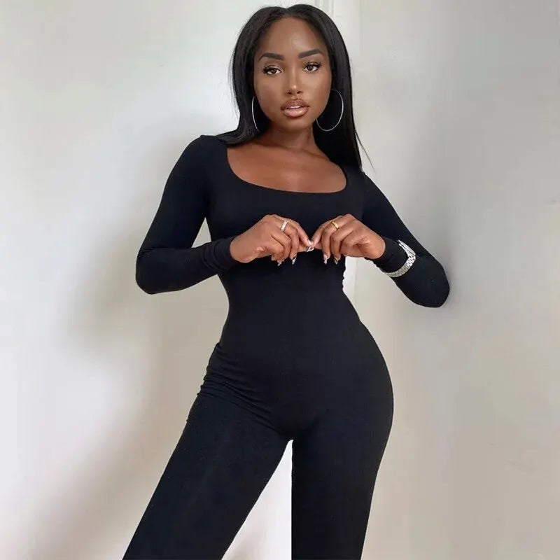 Women 2024 Autumn Winter Long Sleeve Bodycon Streetwear Jumpsuit Overall One Piece Outfit Wholesale Items for Business