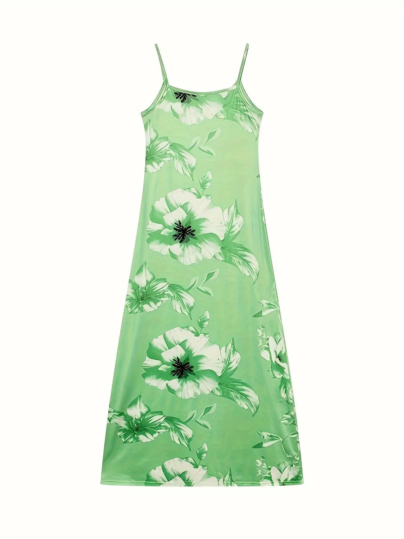 Women'S Floral Print Cami Dress, Fashion Casual Boho Bohemian Style Sleeveless Spaghetti Strap Maxi Dress for Summer, Women'S Clothing for Beach Holiday, Casual Boho Fit