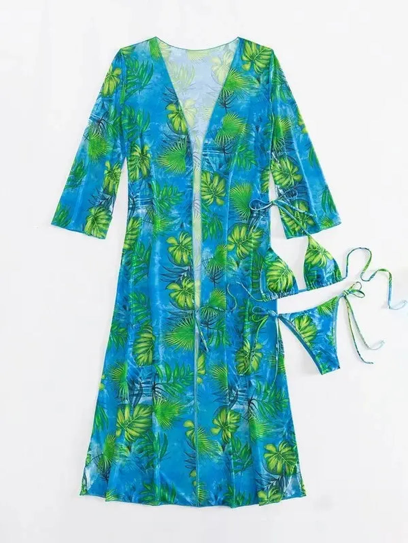 3 Pieces Triangle String Bikini 2026 Swimsuit Women & Kimono Swimwear Female Sexy Bathers Bathing Swimming Swim Suit Beachwear