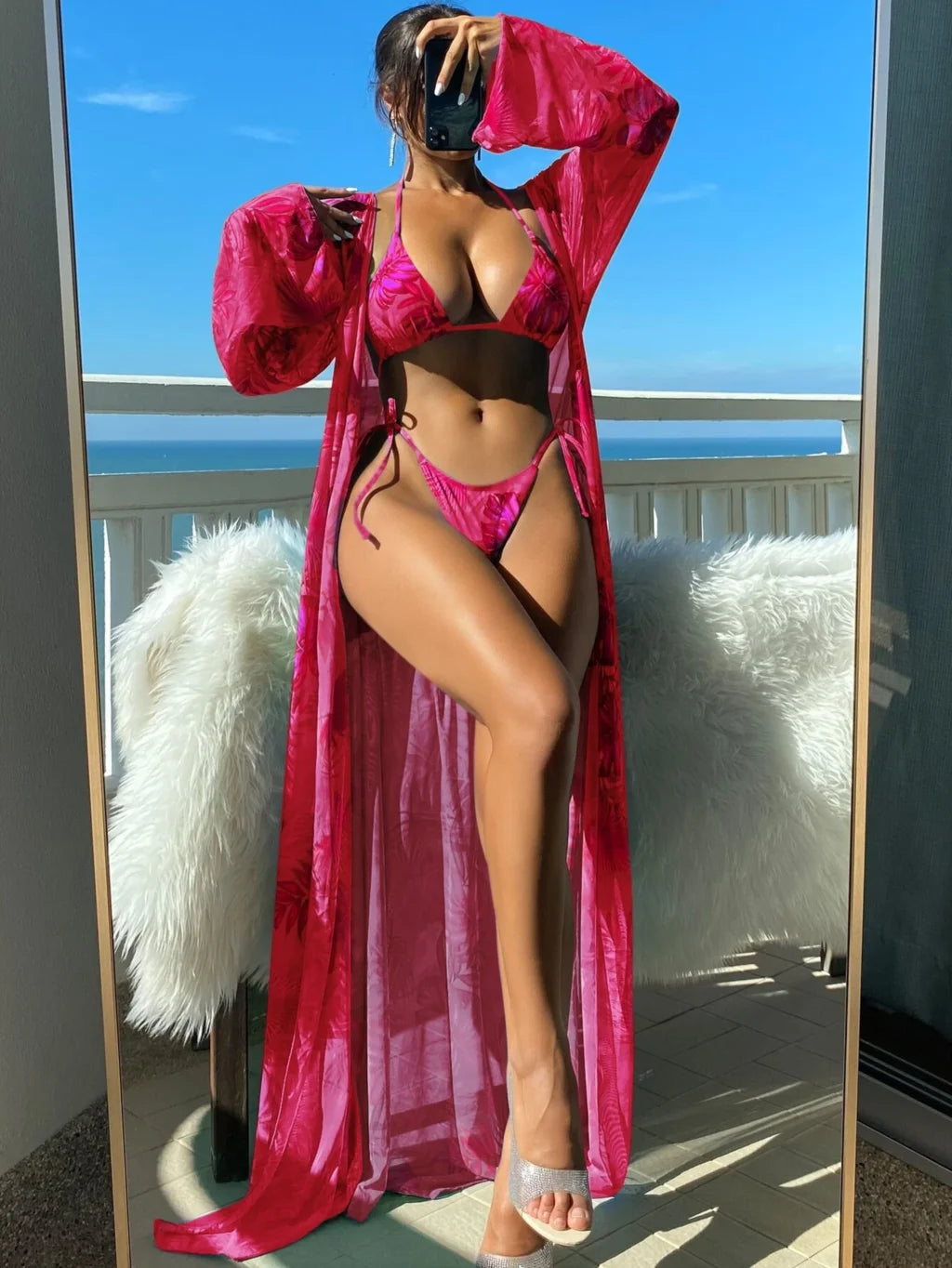 3 Pieces Triangle String Bikini 2026 Swimsuit Women & Kimono Swimwear Female Sexy Bathers Bathing Swimming Swim Suit Beachwear