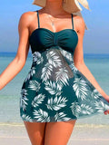 2024 Short Dress Tankini with Shorts Swimsuit Women Swimwear Female Padded Printed Bathing Swim Suit Swimming Beachwear Summer